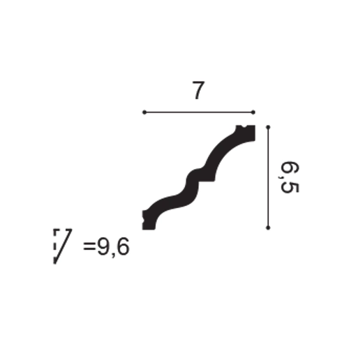 wymiary Listwa sufitowa gładka elastyczna C325F Manoir